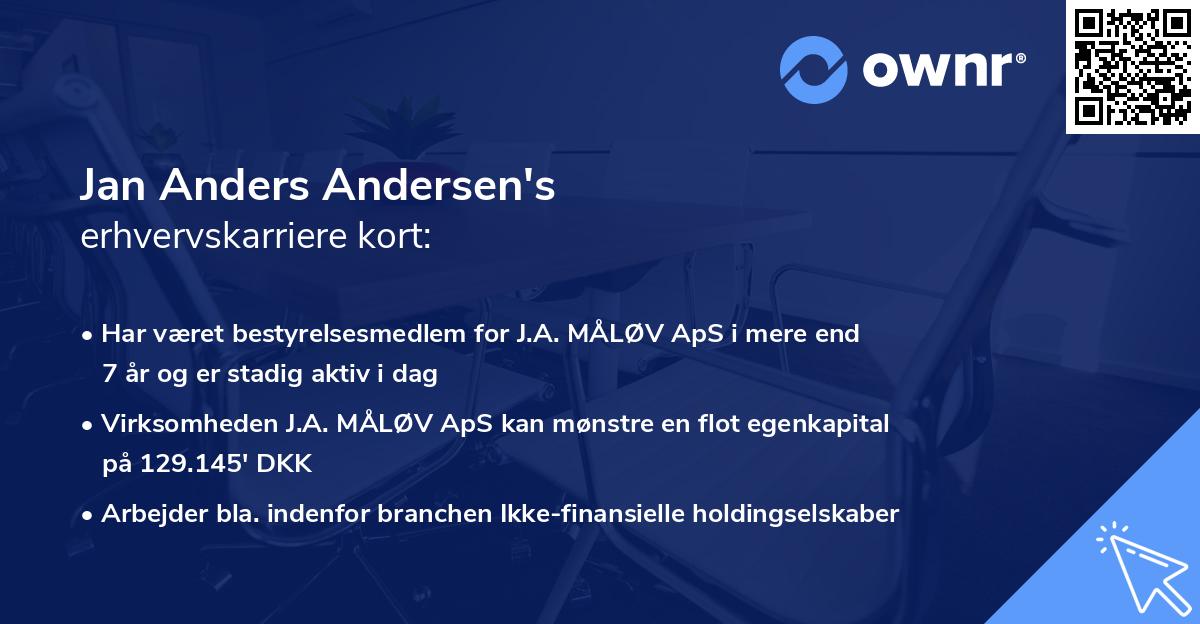 Jan Anders Andersen's erhvervskarriere kort
