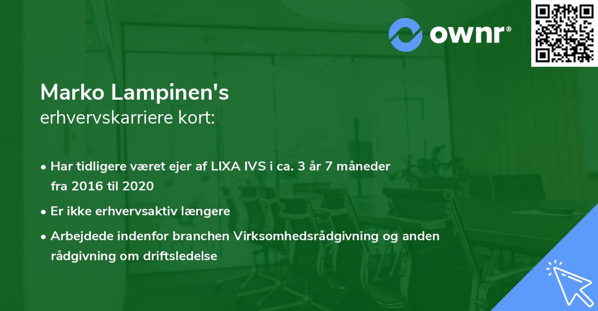 Marko Lampinen's erhvervskarriere kort