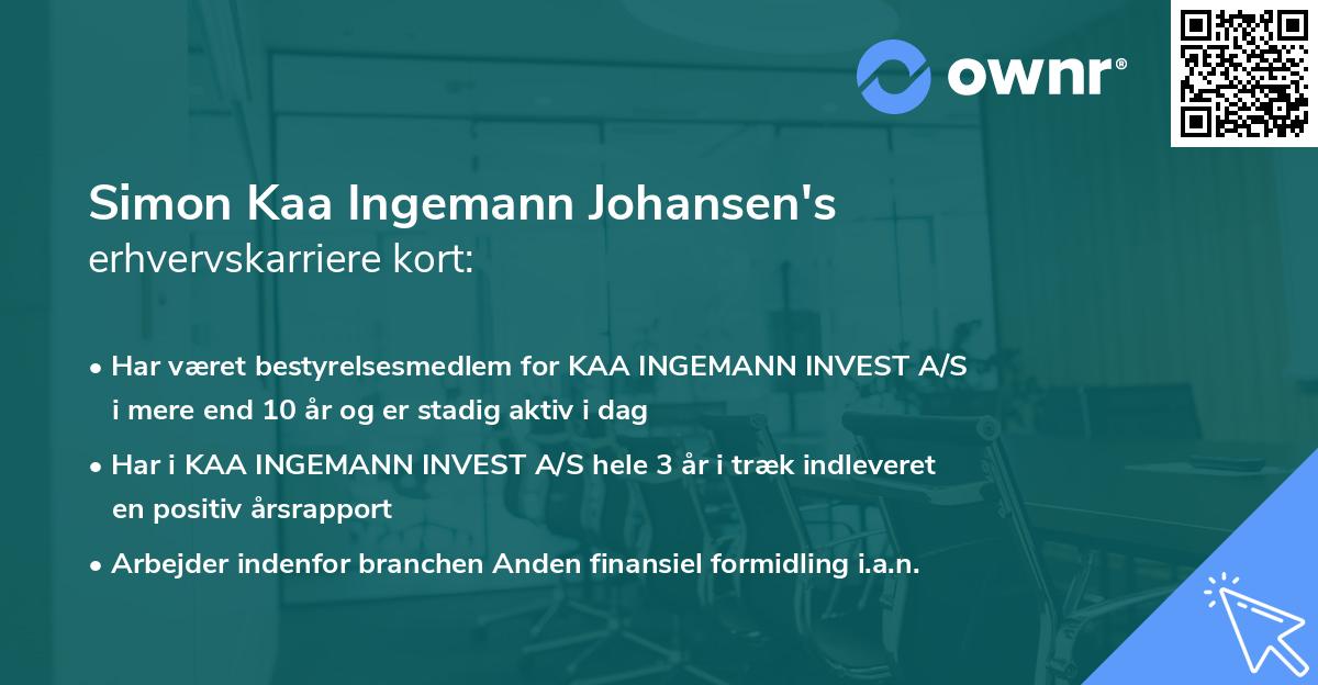 Simon Kaa Ingemann Johansen's erhvervskarriere kort