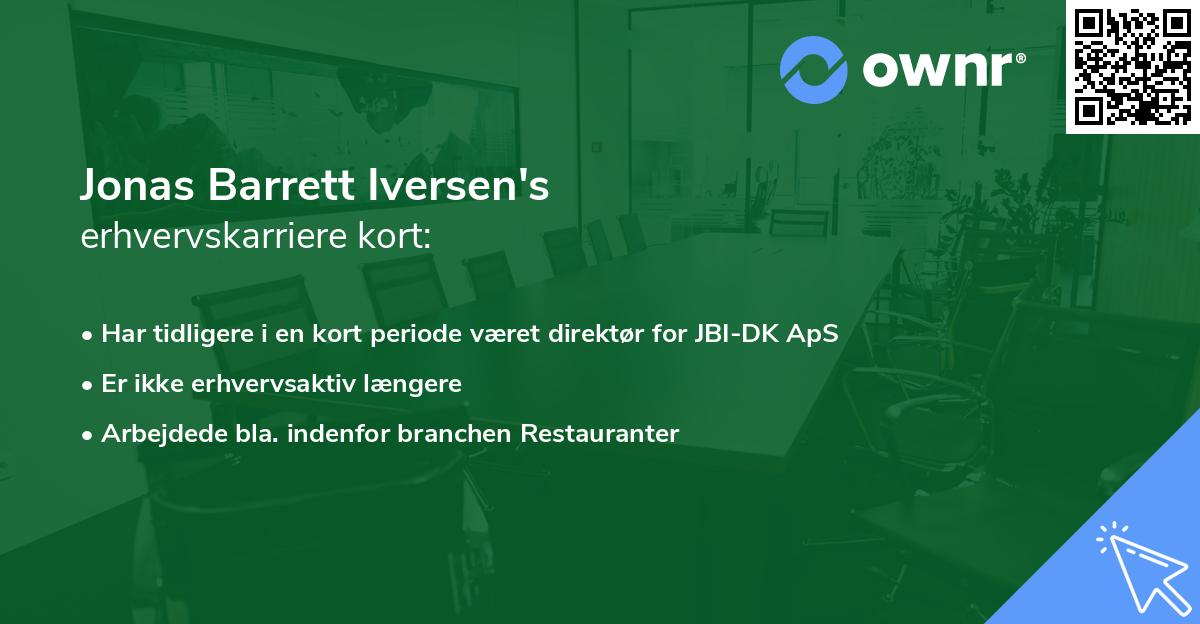 Jonas Barrett Iversen's erhvervskarriere kort