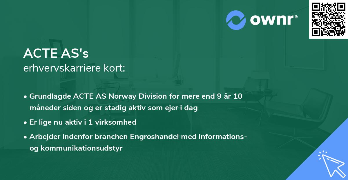 ACTE AS's erhvervskarriere kort