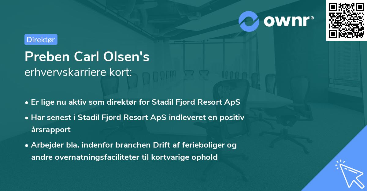 Preben Carl Olsen's erhvervskarriere kort