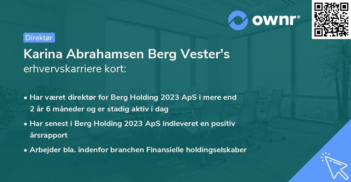 Karina Abrahamsen Berg Vester's erhvervskarriere kort