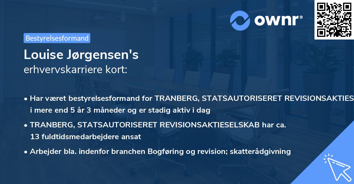 Louise Jørgensen's erhvervskarriere kort