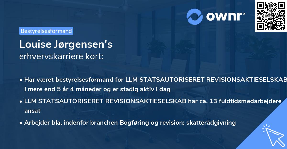 Louise Jørgensen's erhvervskarriere kort