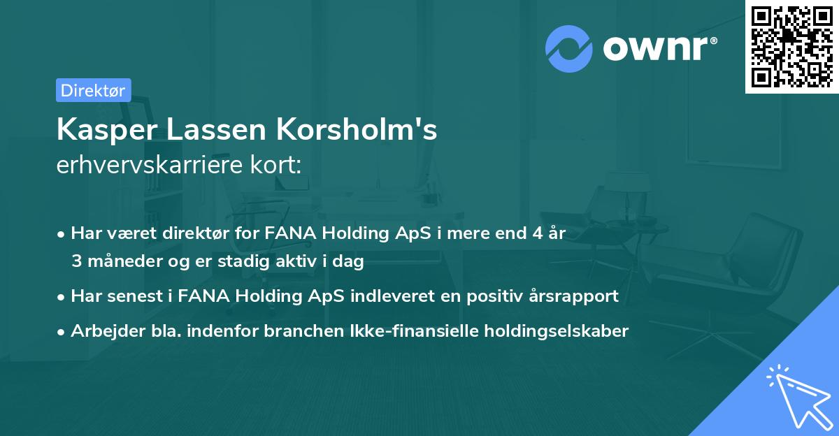 Kasper Lassen Korsholm's erhvervskarriere kort