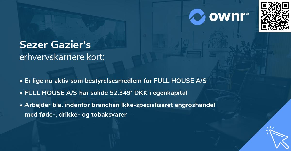 Sezer Gazier's erhvervskarriere kort