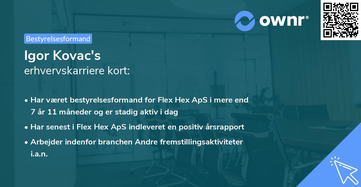 Igor Kovac's erhvervskarriere kort