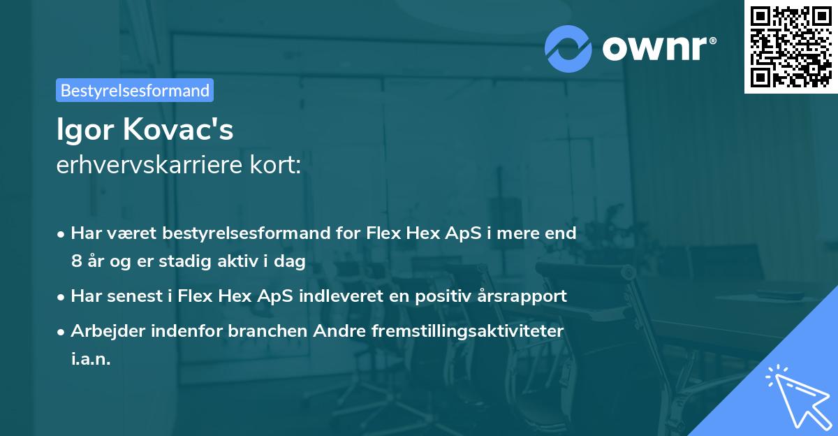 Igor Kovac's erhvervskarriere kort