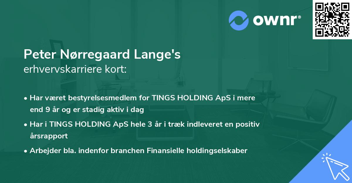 Peter Nørregaard Lange's erhvervskarriere kort