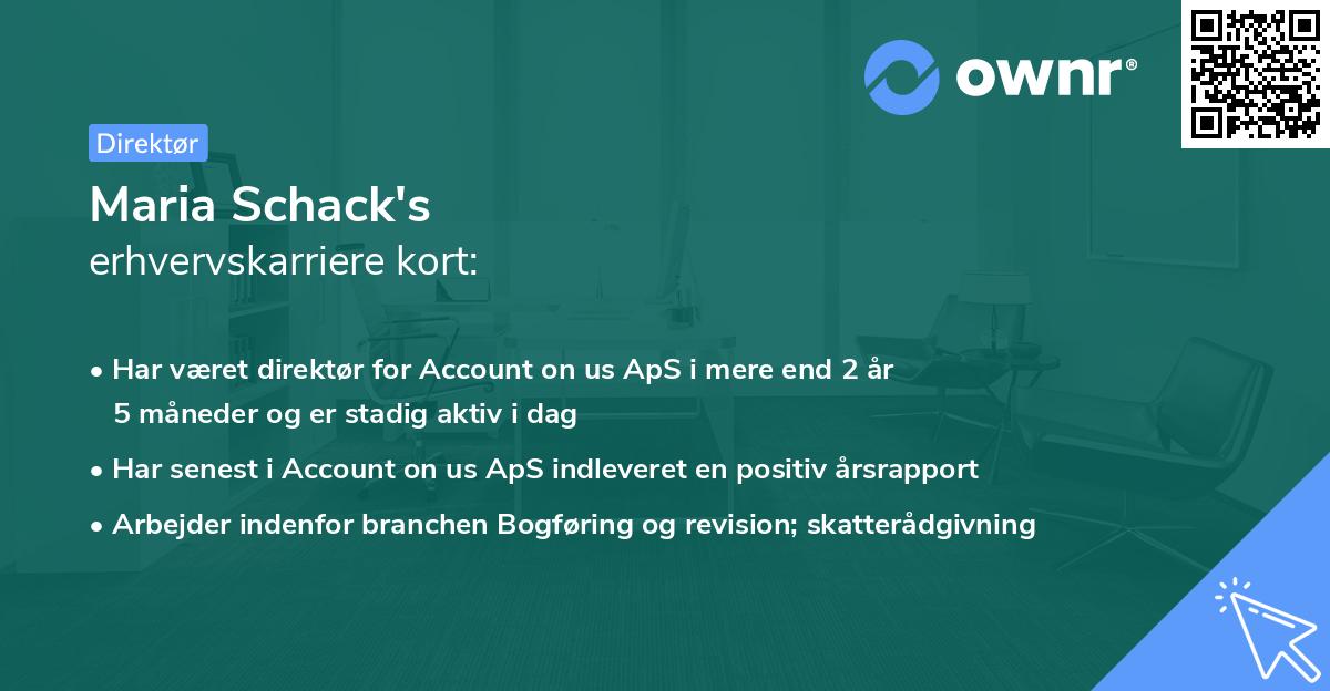 Maria Schack's erhvervskarriere kort