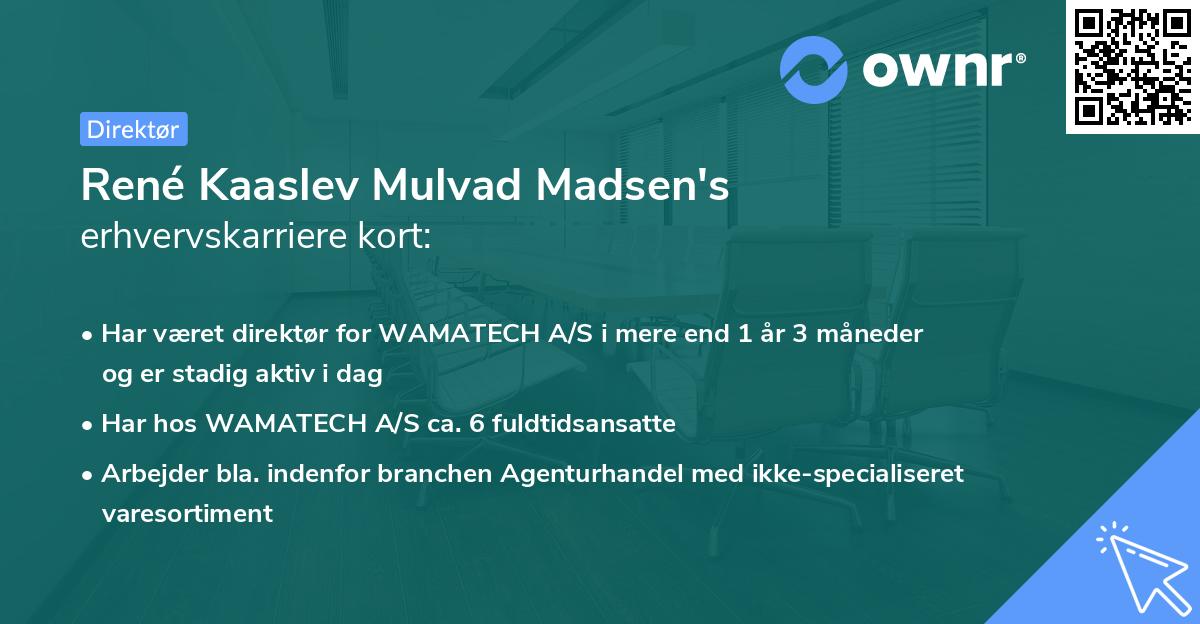 René Kaaslev Mulvad Madsen's erhvervskarriere kort