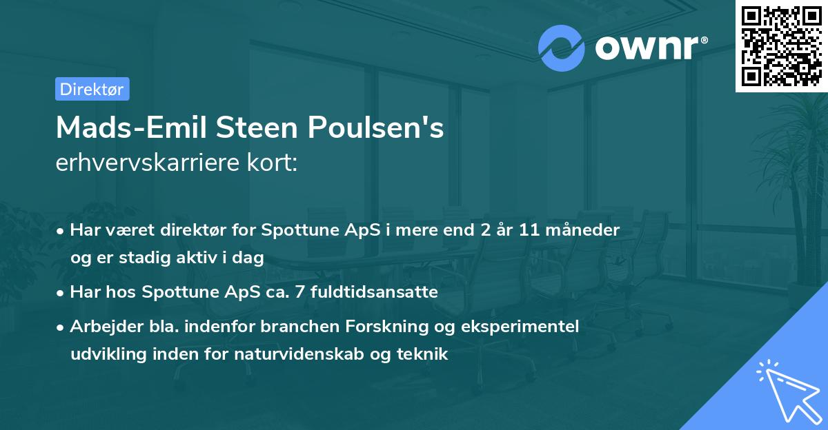Mads-Emil Steen Poulsen's erhvervskarriere kort