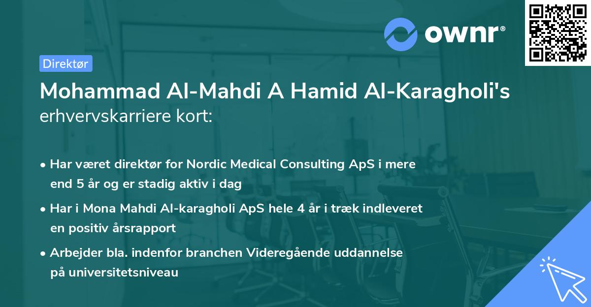 Mohammad Al-Mahdi A Hamid Al-Karagholi's erhvervskarriere kort