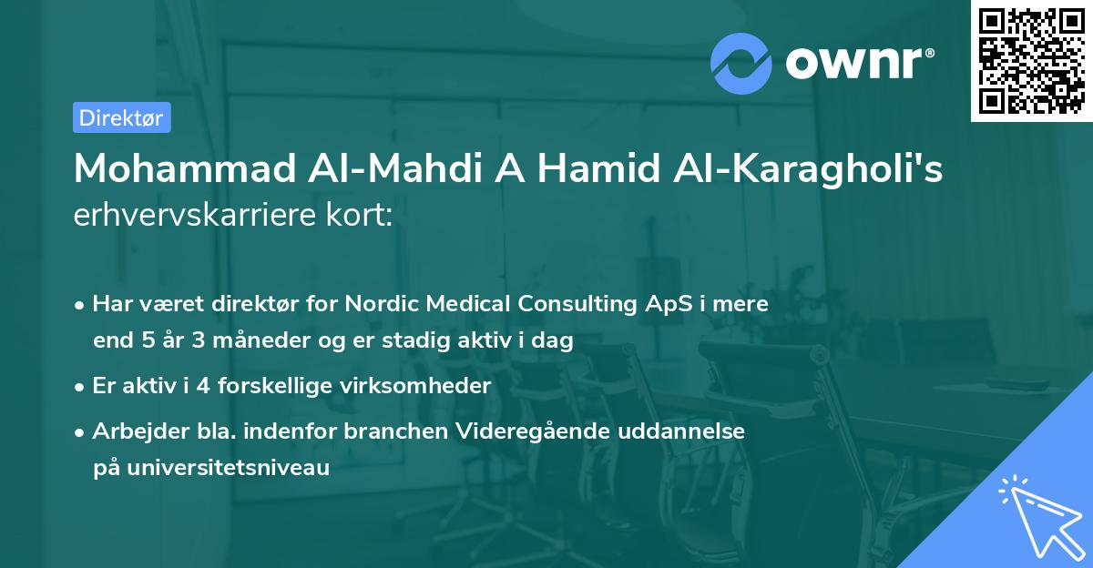 Mohammad Al-Mahdi A Hamid Al-Karagholi's erhvervskarriere kort