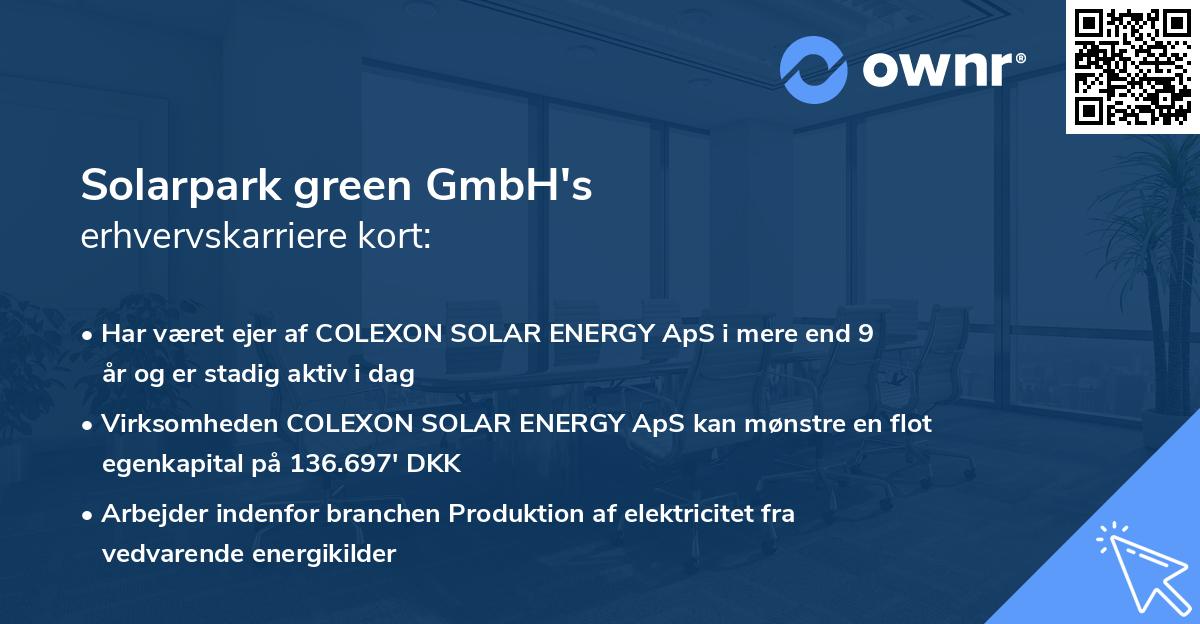Solarpark green GmbH's erhvervskarriere kort