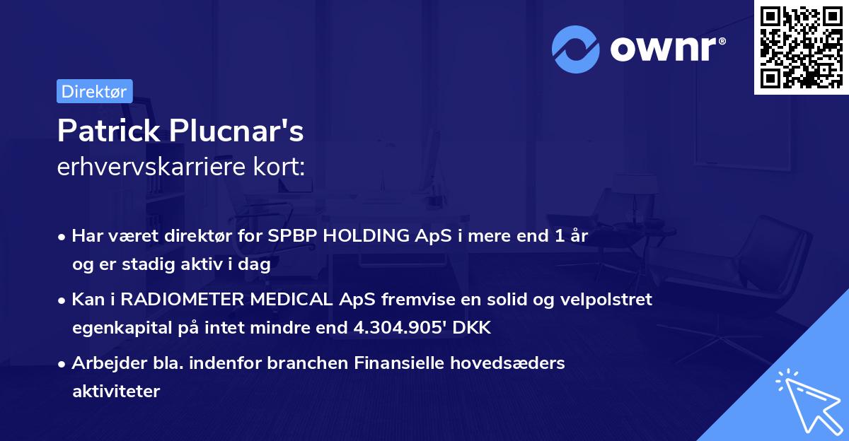Patrick Plucnar's erhvervskarriere kort