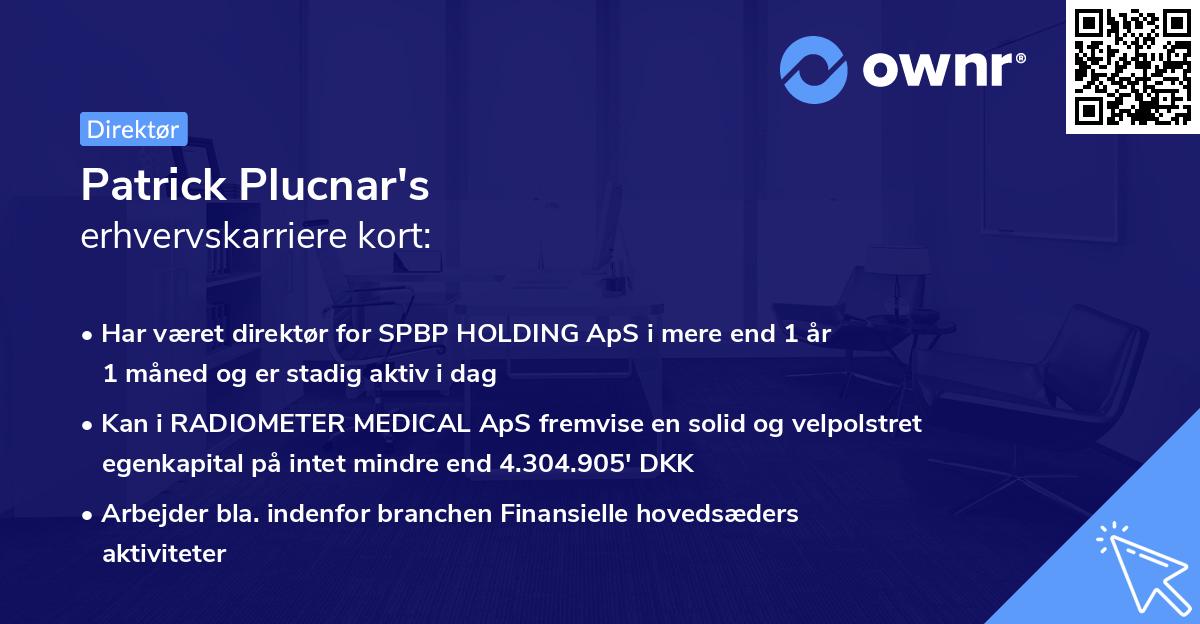 Patrick Plucnar's erhvervskarriere kort