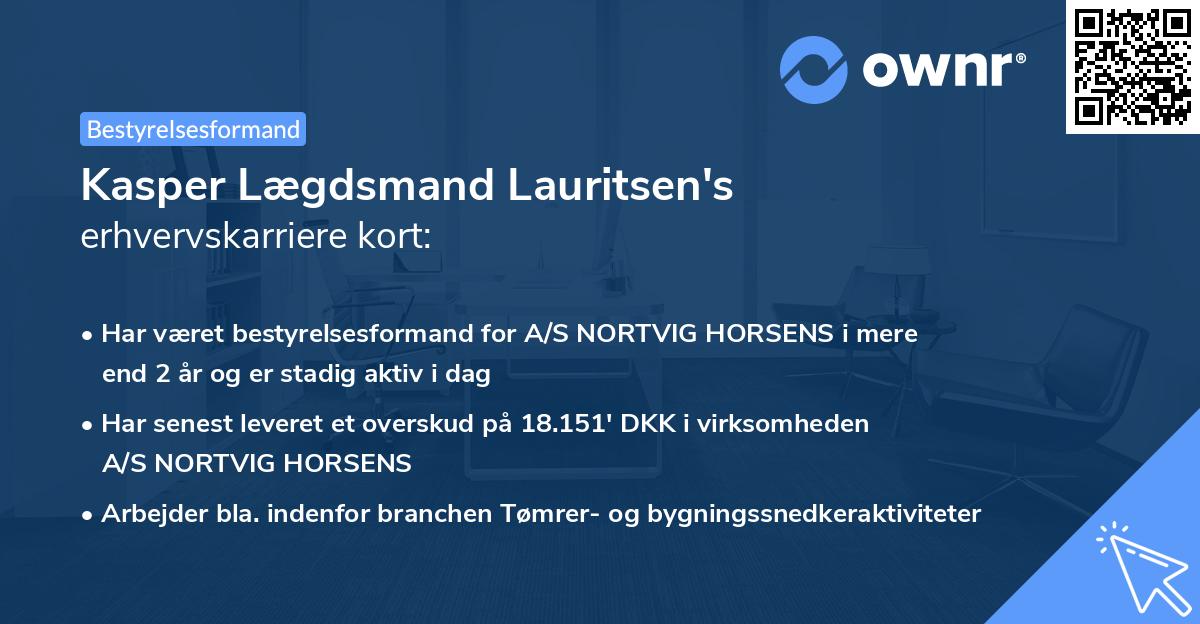 Kasper Lægdsmand Lauritsen's erhvervskarriere kort