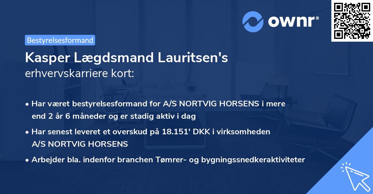 Kasper Lægdsmand Lauritsen's erhvervskarriere kort