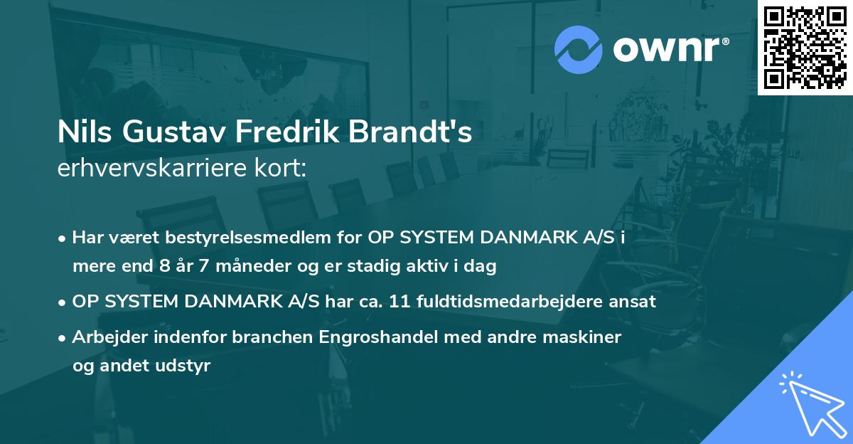 Nils Gustav Fredrik Brandt's erhvervskarriere kort