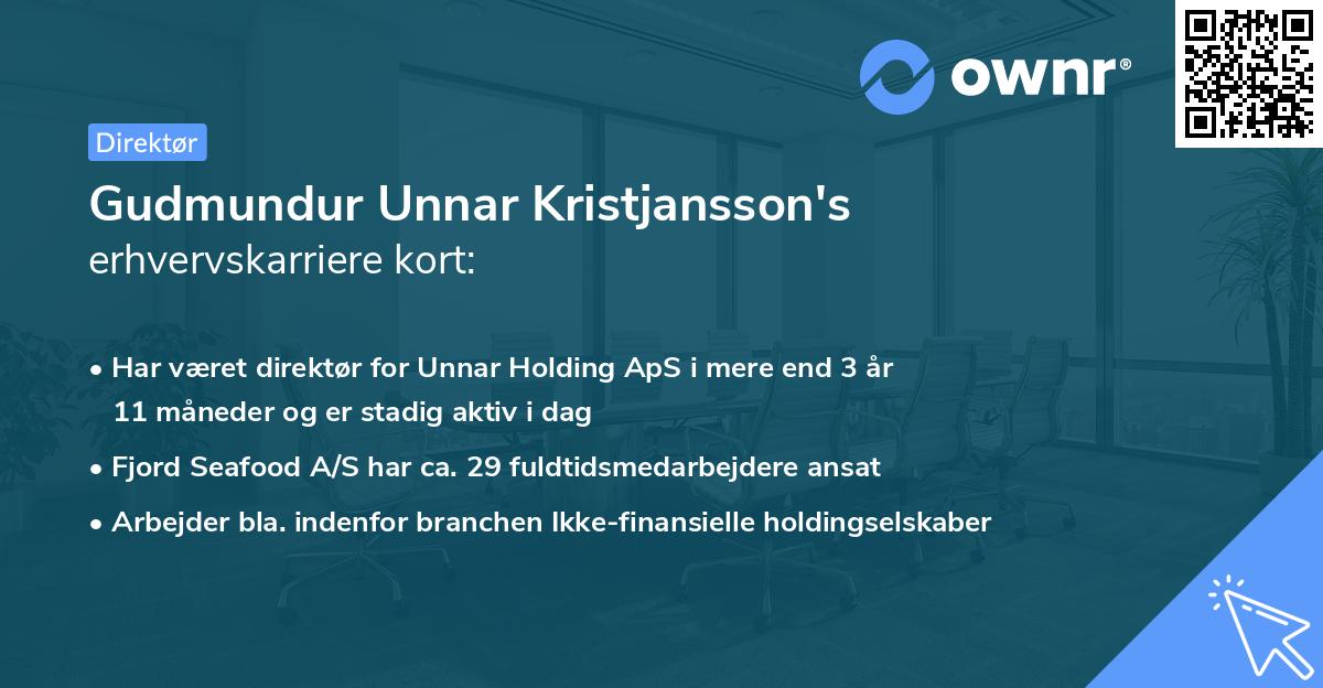 Gudmundur Unnar Kristjansson's erhvervskarriere kort