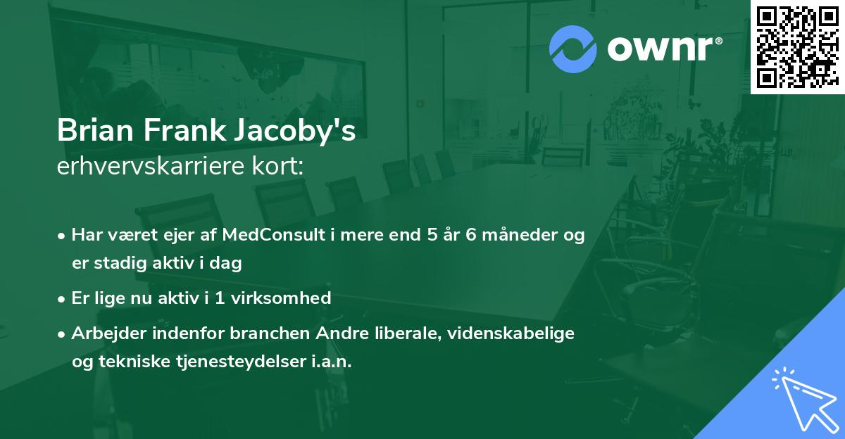 Brian Frank Jacoby's erhvervskarriere kort