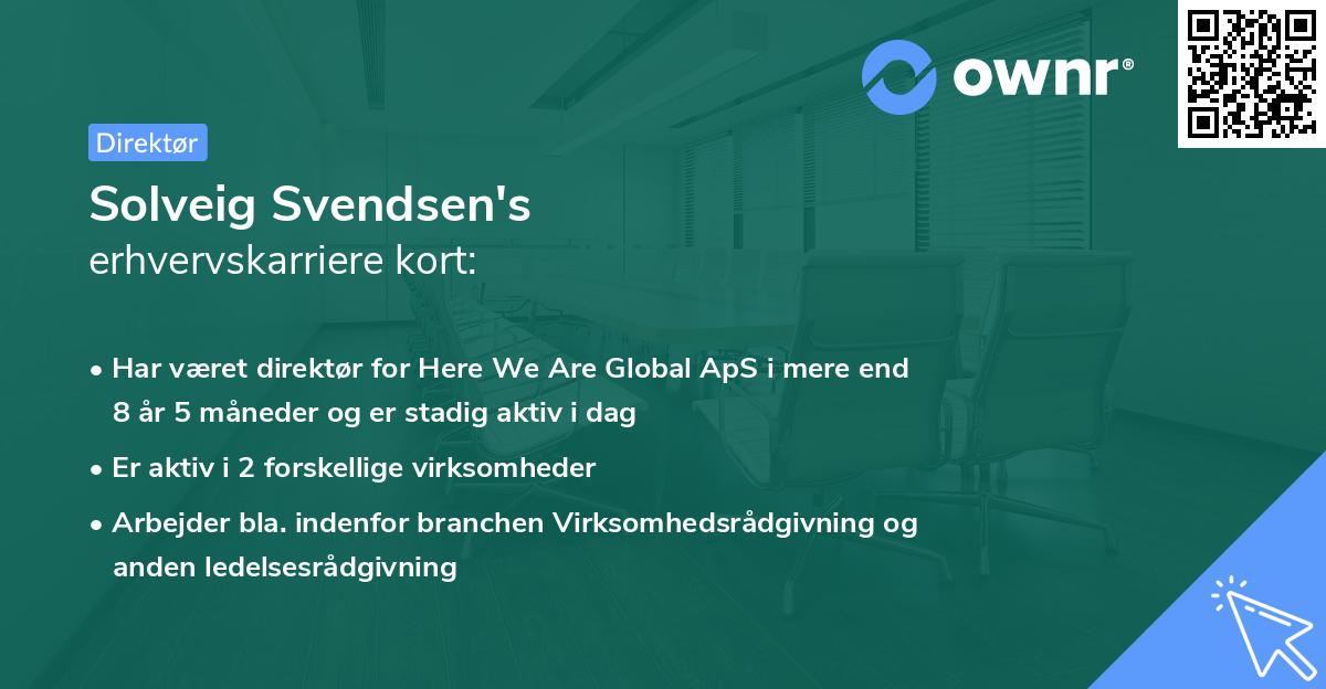 Solveig Svendsen's erhvervskarriere kort