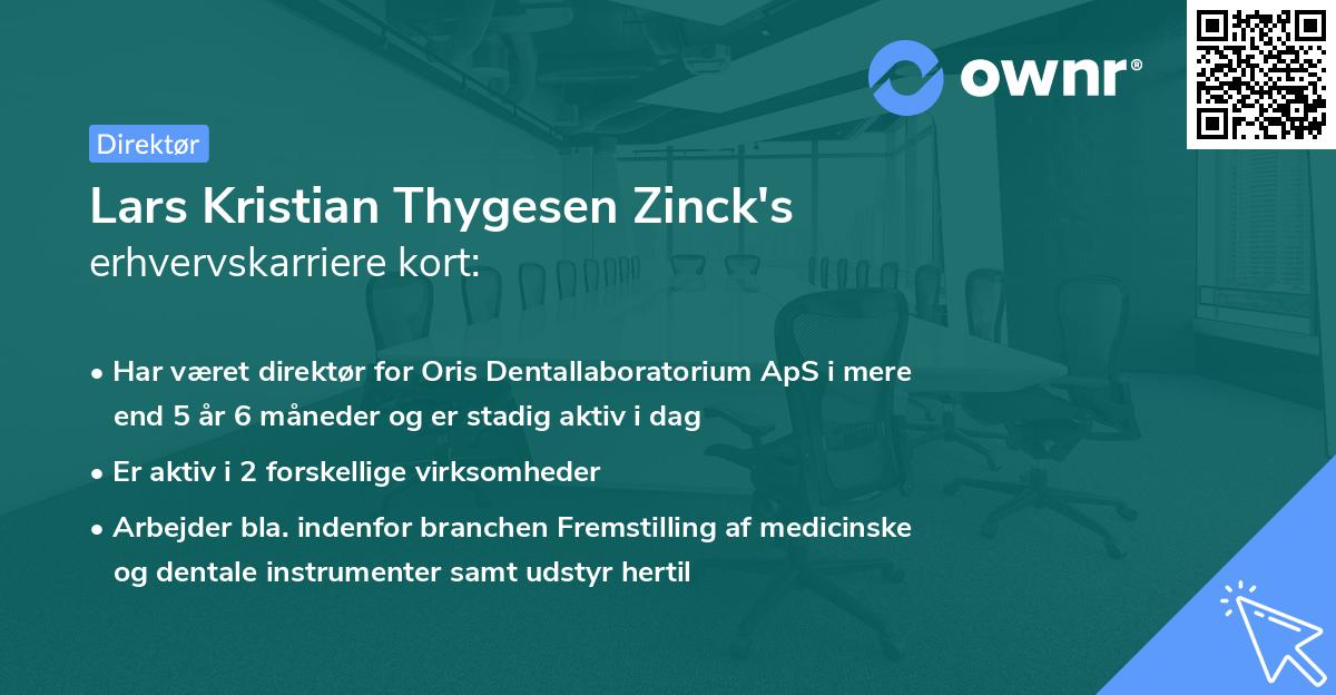 Lars Kristian Thygesen Zinck's erhvervskarriere kort