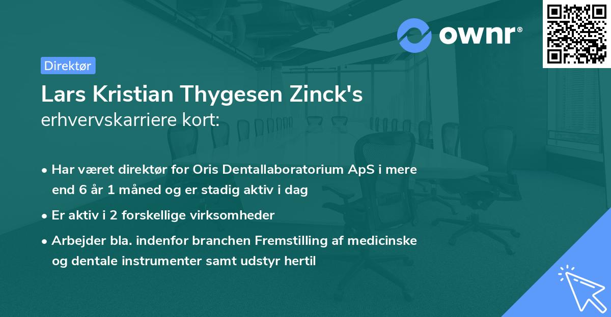 Lars Kristian Thygesen Zinck's erhvervskarriere kort
