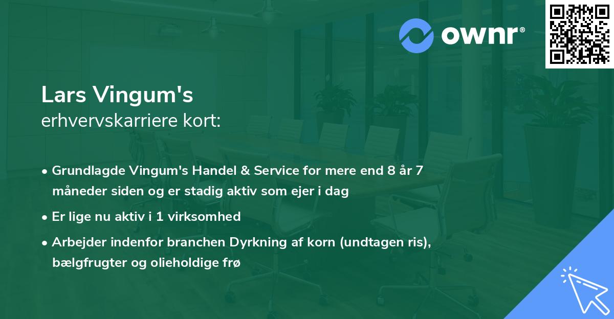 Lars Vingum's erhvervskarriere kort