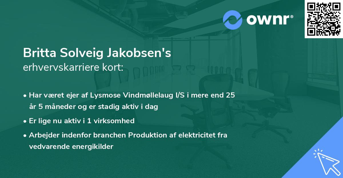 Britta Solveig Jakobsen's erhvervskarriere kort