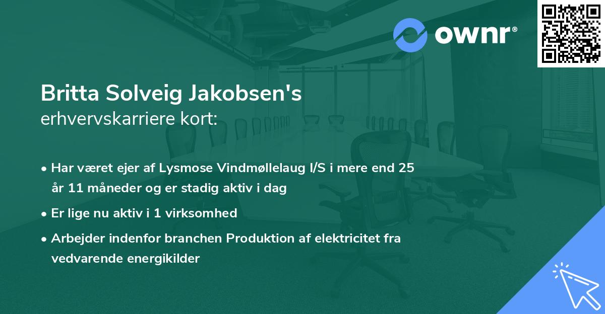 Britta Solveig Jakobsen's erhvervskarriere kort