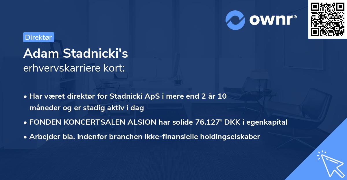 Adam Stadnicki's erhvervskarriere kort