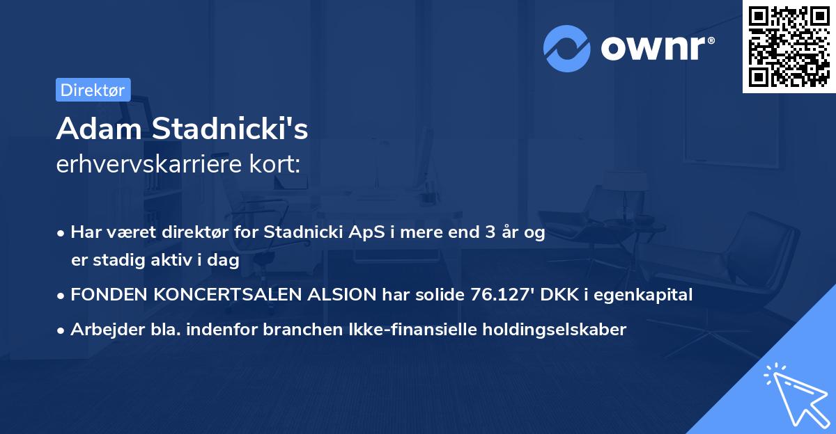 Adam Stadnicki's erhvervskarriere kort