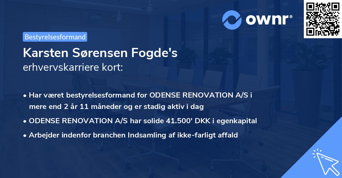 Karsten Sørensen Fogde's erhvervskarriere kort