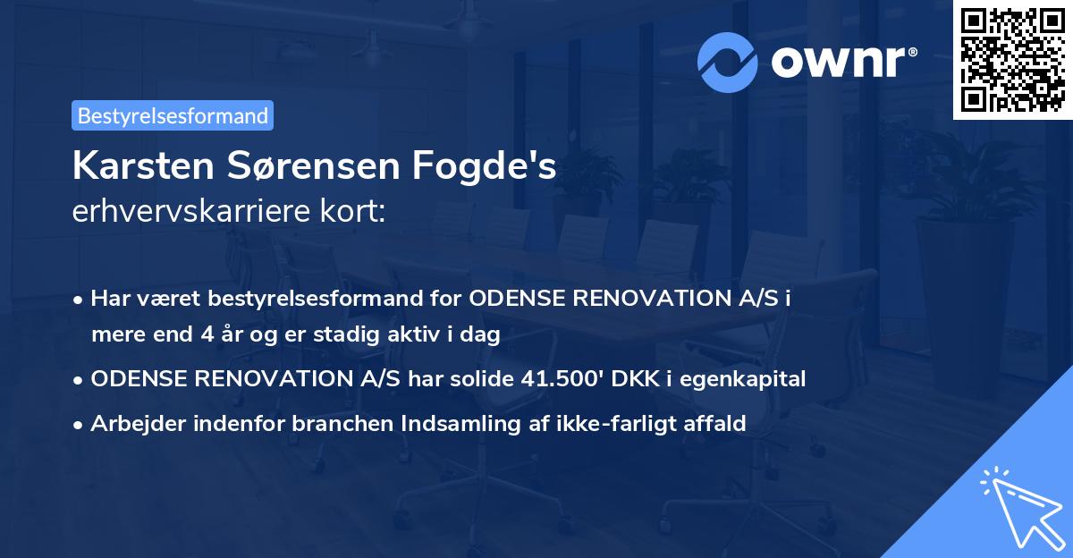 Karsten Sørensen Fogde's erhvervskarriere kort