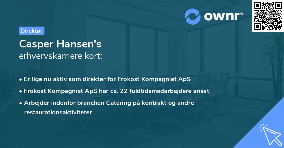 Casper Hansen's erhvervskarriere kort