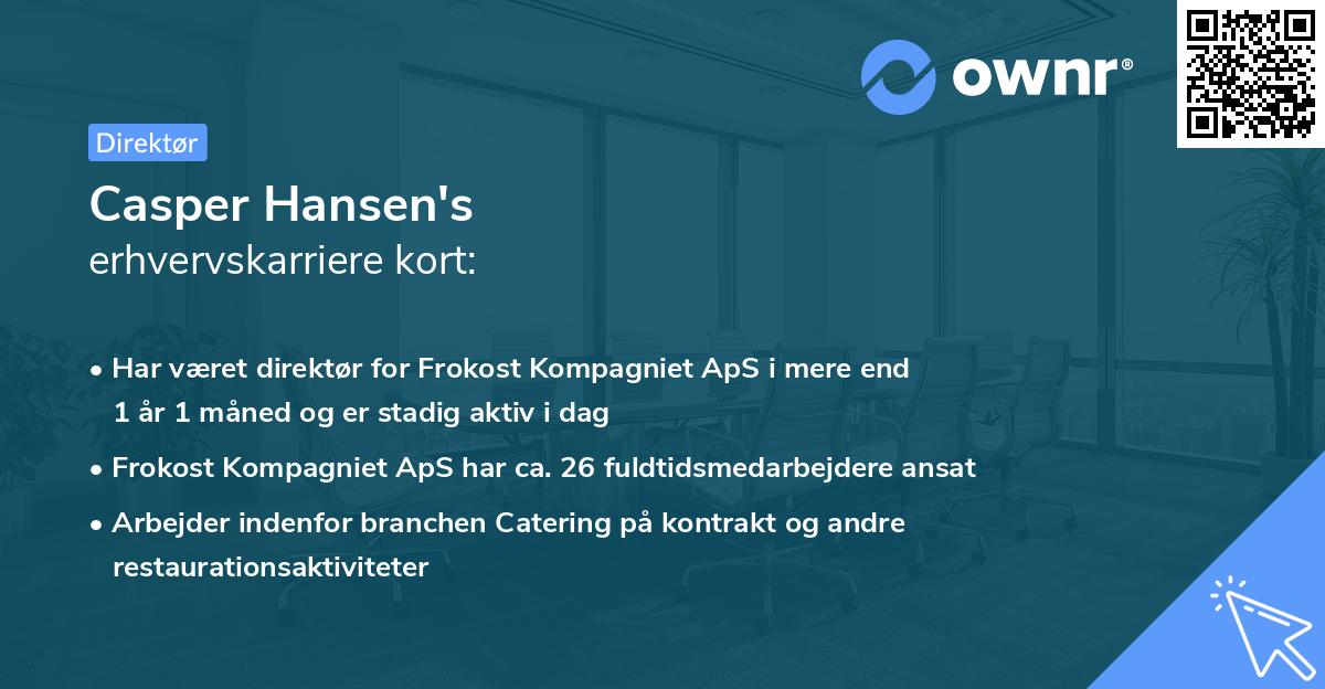 Casper Hansen's erhvervskarriere kort