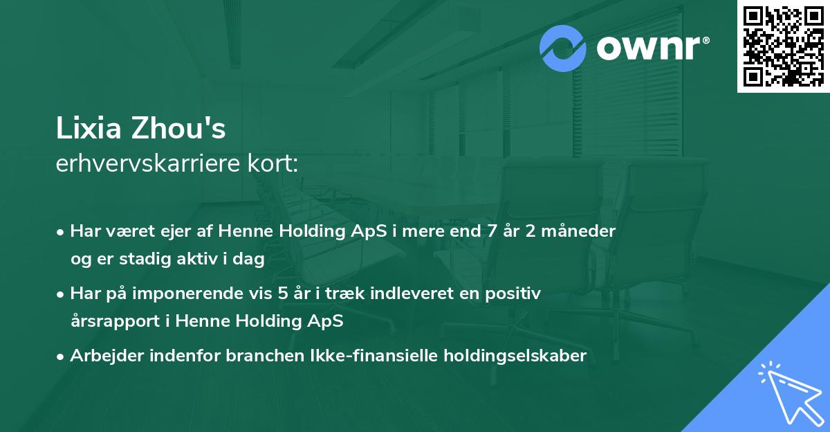 Lixia Zhou's erhvervskarriere kort