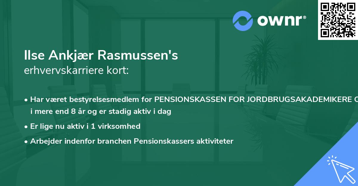 Ilse Ankjær Rasmussen's erhvervskarriere kort