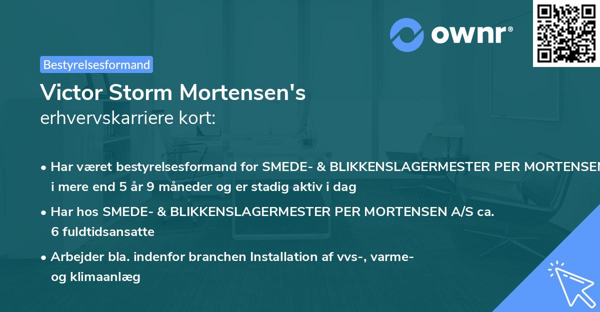 Victor Storm Mortensen's erhvervskarriere kort