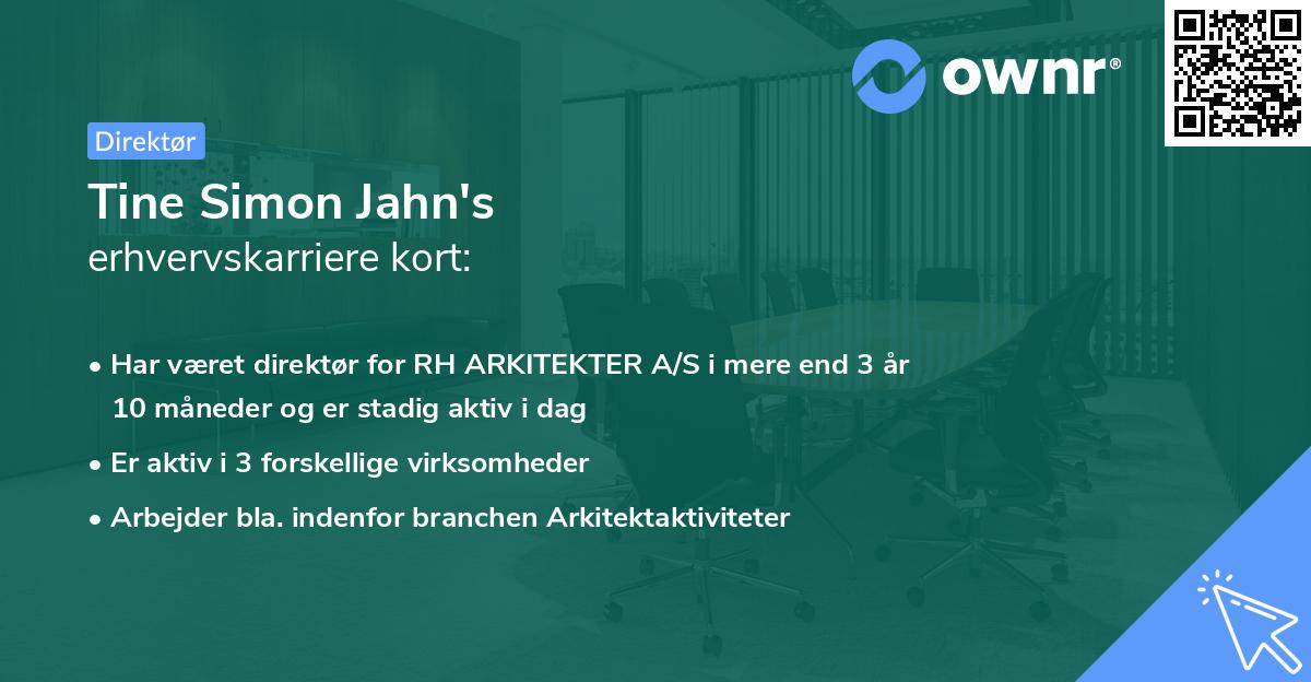 Tine Simon Jahn's erhvervskarriere kort