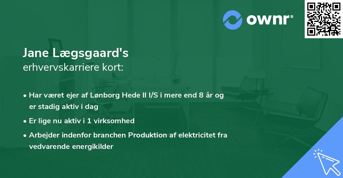 Jane Lægsgaard's erhvervskarriere kort
