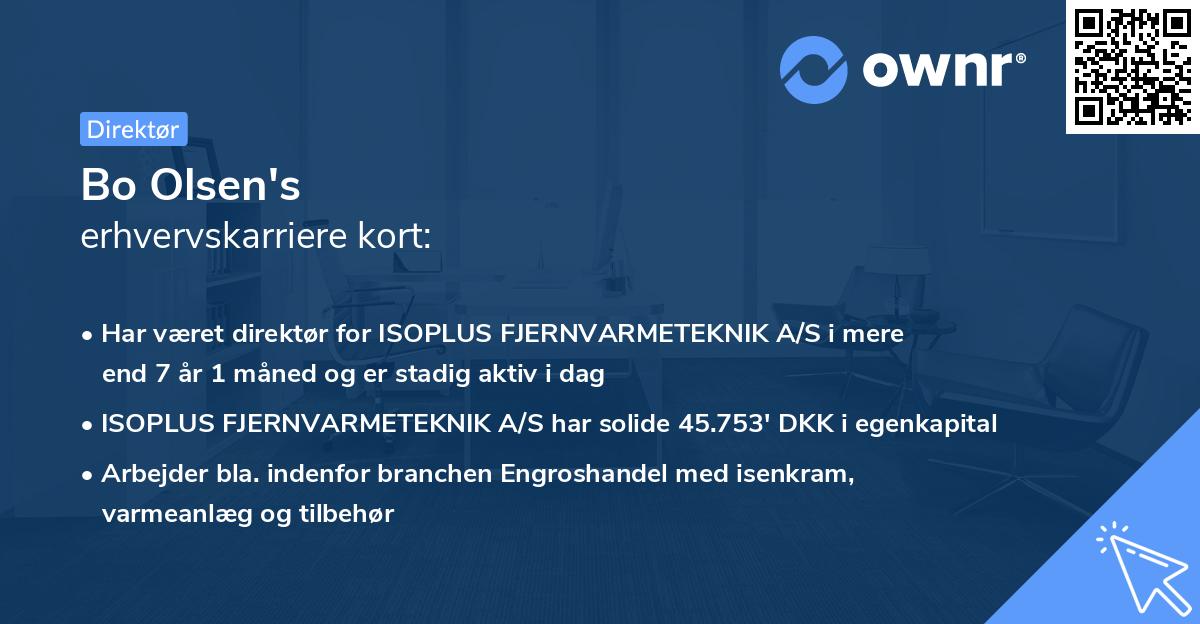 Bo Olsen's erhvervskarriere kort