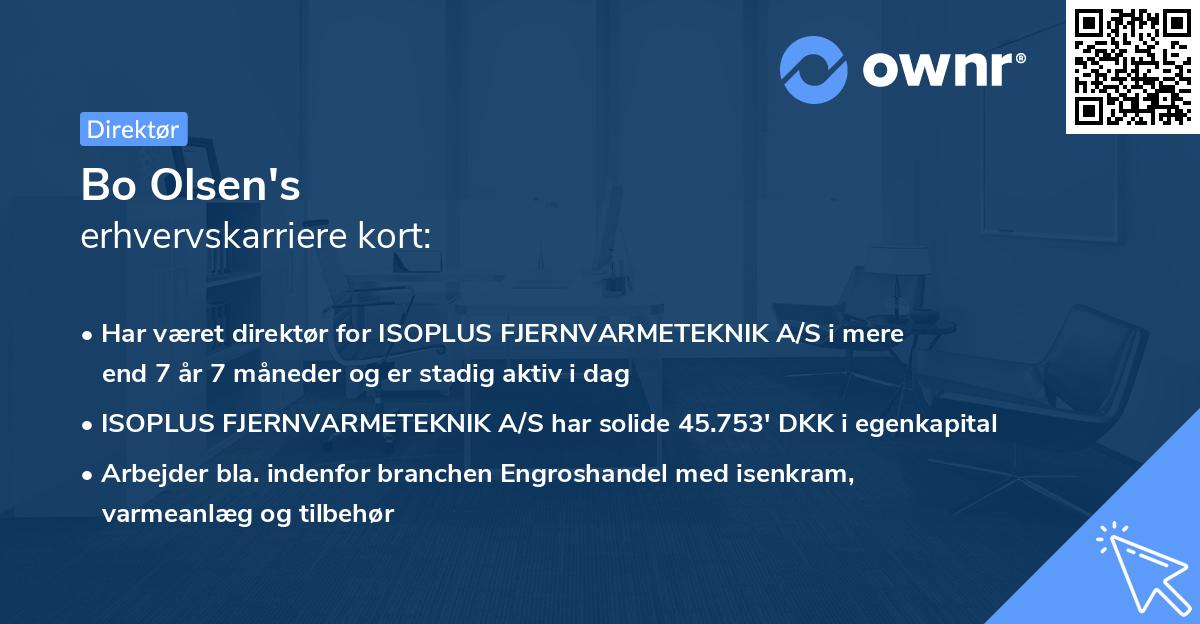 Bo Olsen's erhvervskarriere kort