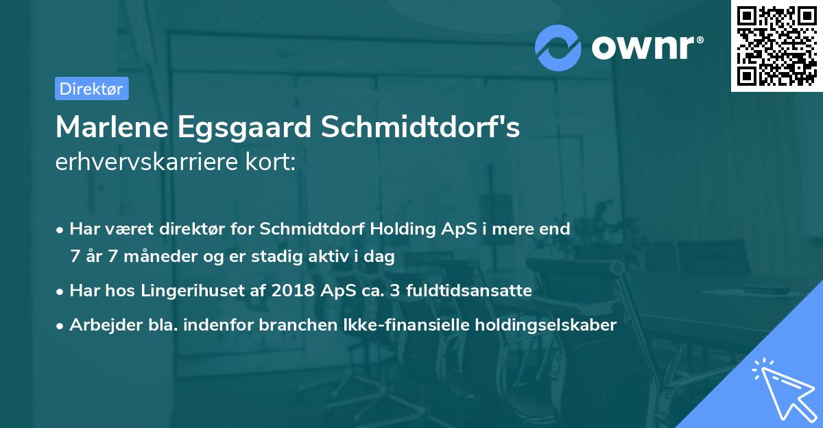 Marlene Egsgaard Schmidtdorf's erhvervskarriere kort
