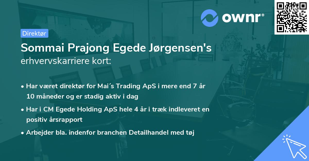 Sommai Prajong Egede Jørgensen's erhvervskarriere kort
