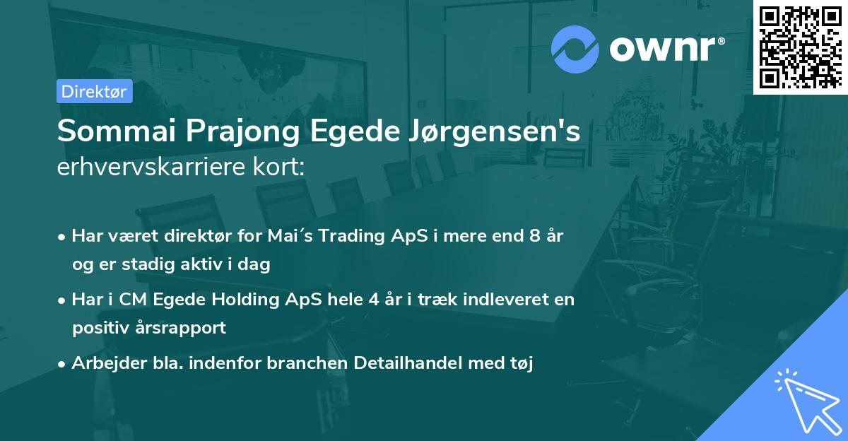 Sommai Prajong Egede Jørgensen's erhvervskarriere kort