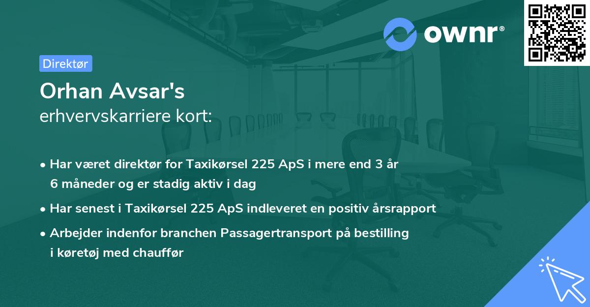 Orhan Avsar's erhvervskarriere kort